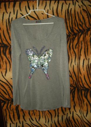 Супер кофта серого цвета с бабочкой,р.48-190грн.