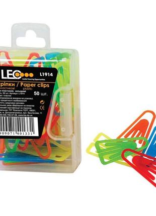Скріпки "leo" 25мм (50шт) пласт. кольорові