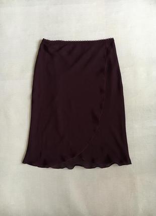 Красивая юбка баклажанного цвета в бельевом стиле1 фото