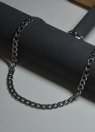 Серебряная (цвет) цепочка мужская цепь на шею серебристая 50 см. цепь мужская из медицинской (ювелирной) стали