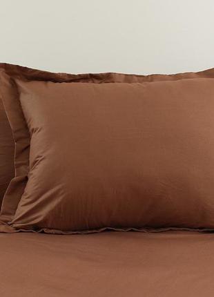 Комплект постільної білизни люкс сатин — турецька бавовна коричневого кольору chocolate2 фото