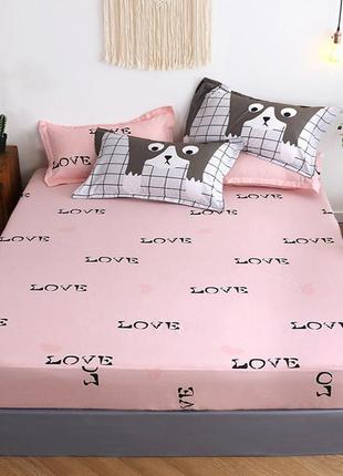 Комплект постельного белья евро двуспальный сатиновый с собаками с компаньоном s3972 фото