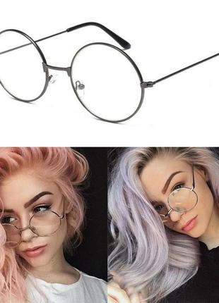 Ретро большие имиджевые очки в чёрной и серебряной оправе мало!! іміджеві окулярі прозорі стікла