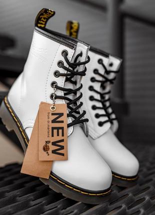 Белые ботинки из натуральной кожи / черевики шкіряні dr. martens / кожа, осень9 фото