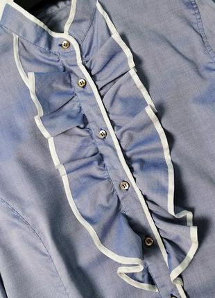 Брендовая хлопковая рубашка жабо gant2 фото