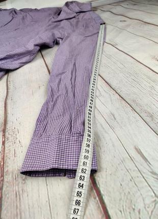 Мужская классическая стильная рубашка в клетку фиолетовая o'stin shaped fit7 фото