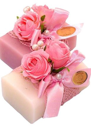 Подарунковий набір натуральне мило ручної роботи з овечим молоком австрія «троянди» 100 гр. florex