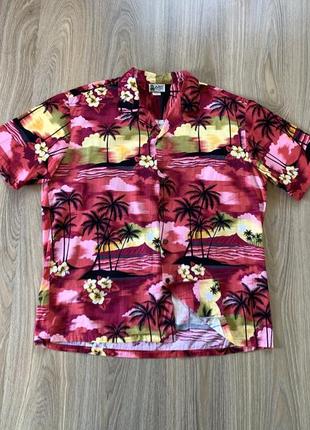Мужская хлопковая рубашка гавайка с цветочным принтом aloha republic1 фото
