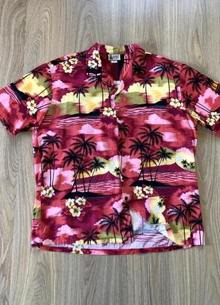 Мужская хлопковая рубашка гавайка с цветочным принтом aloha republic8 фото