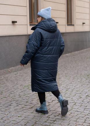 Стьобане зимове пальто з капюшоном3 фото