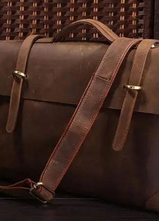 Сумка почтальонка портфель винтажная кожаная стильная коричневая casual кежуал