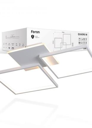 Светодиодный светильник-люстра с пультом feron al6300 quadro m 90w белый на потолок1 фото