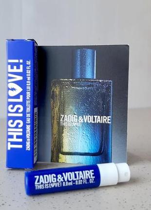 Zadig & voltaire this is love! for him💥оригинал миниатюра пробник mini spray 1 мл книжка5 фото