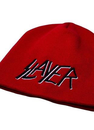 Шапка з вишивкою slayer, червона2 фото