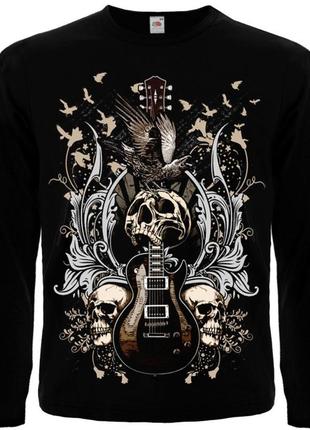 Футболка с длинным рукавом guitar with skulls and ravens, размер m