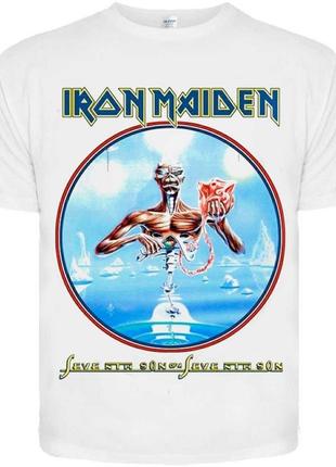 Футболка iron maiden "seventh son of a seventh son" (белая футболка), размер s