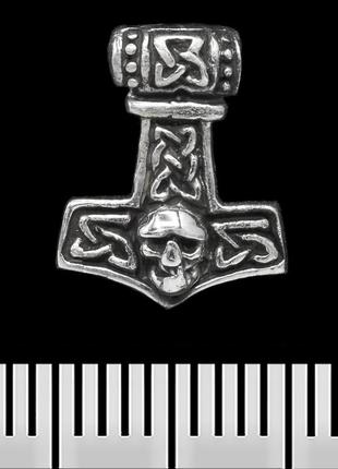 Серьга-гвоздик молот тора (череп) (серебро, 925 проба) (st-034)