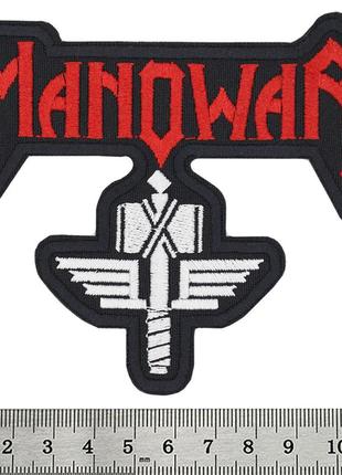 Нашивка manowar (logo with hammer) скляна1 фото