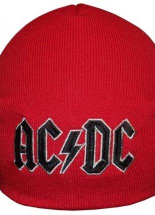 Шапка с вышивкой ac/dc (logo) красная2 фото
