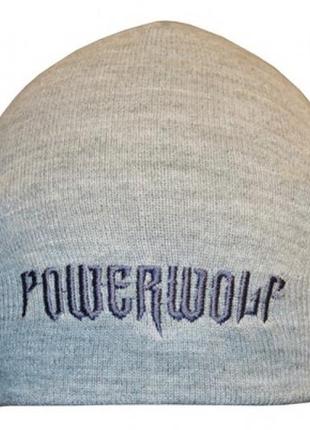 Шапка с вышивкой powerwolf серая1 фото