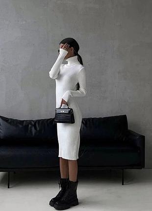 Сукня міді в стилі zara, зара, сукня-гольф, турецький трикотаж рубчик, плаття в обтяг,  в обтяжку