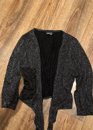Черная блуза под завязку l люрекс /кофта
