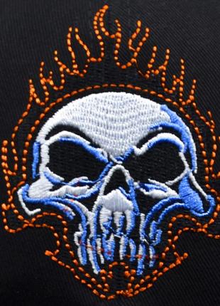 Бейсболка вышитая burning skull (orange)4 фото