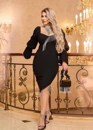 Елегантна сукня приталеного силуету з креп-дайвінгу великих розмірів