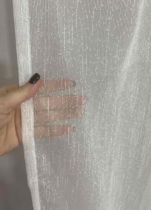 Тюль лен белый дождик с утяжелителем