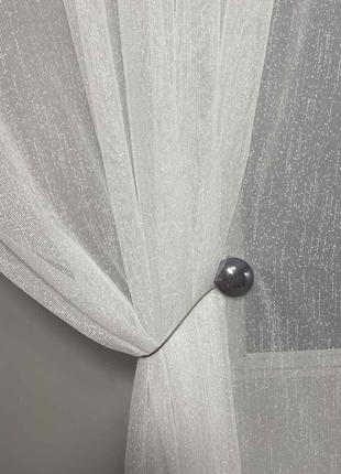 Тюль лен белый дождик с утяжелителем