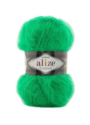 Пряжа alize mohair classic алізе мохер класик зелений 455