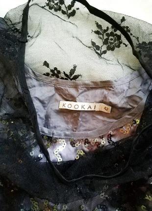 Шикарне сітчате плаття з вишивкою паєтками і кружевною сіткою kookai4 фото