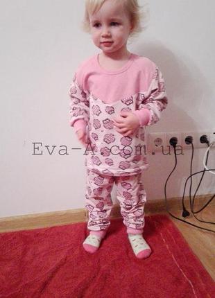 Тепла байкова зимова дитяча піжама для дівчинки рожевого кольору з малюнком совенят. від тм ellen - gnp 014-0013 фото