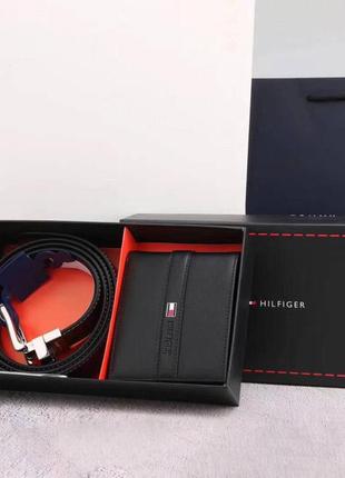 Мужской подарочный набор tommy hilfiger кошелек +ремень
