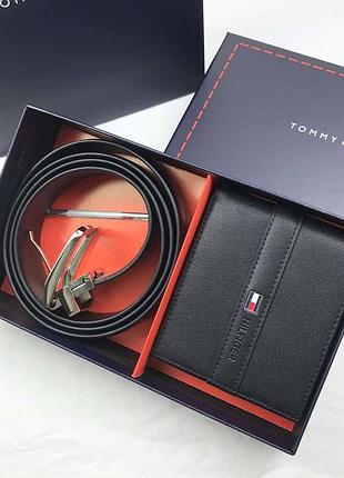 Мужской подарочный набор tommy hilfiger кошелек + ремень