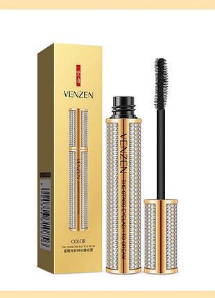 Туш для вій venzen the stars eyelash to cream чорна (8г) — золотий тюбик зі стразами