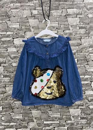 Джинсовая рубашка с рисунком