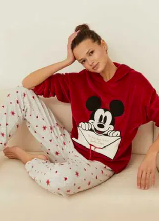 Червона флісова тепла піжама mickey women'secret