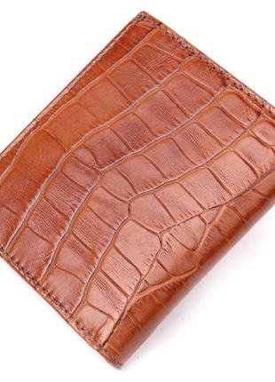Надежный мужской кошелек из фактурной кожи под рептилию karya 21058 коричневый2 фото