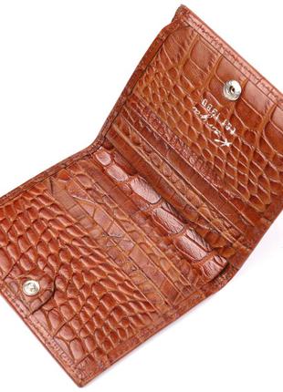Надежный мужской кошелек из фактурной кожи под рептилию karya 21058 коричневый3 фото