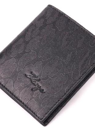 Необычный мужской кошелек из фактурной кожи karya 21061 черный1 фото