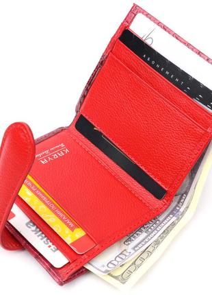 Оригинальный женский бумажник из натуральной фактурной кожи karya 20949 красный5 фото