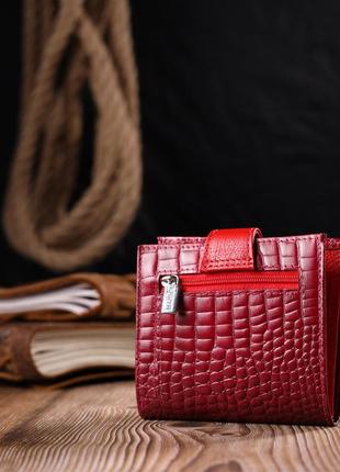 Оригинальный женский бумажник из натуральной фактурной кожи karya 20949 красный8 фото