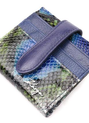 Невеликий жіночий гаманець із натуральної фактурної шкіри karya 20950 синій