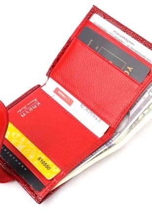 Яркий женский бумажник из натуральной фактурной кожи karya 20951 красный5 фото