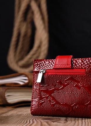Яркий женский бумажник из натуральной фактурной кожи karya 20951 красный8 фото