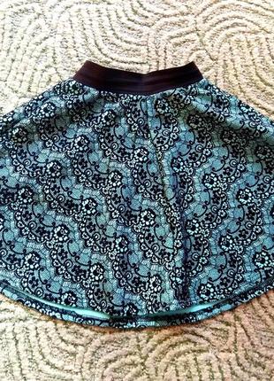Юбка солнце-клеш ярко-бирюзовая