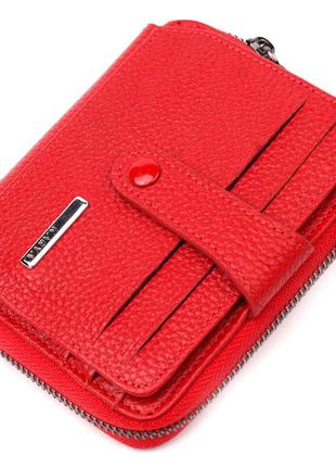 Чудовий гаманець із натуральної зернистої шкіри karya 20975 червоний