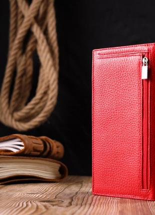Яркий вертикальный женский кошелек из натуральной кожи karya 21018 красный8 фото