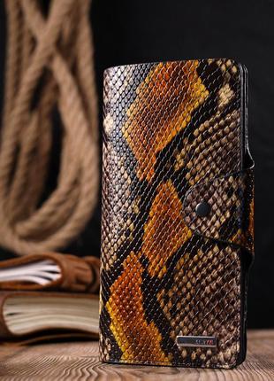 Незвичайне жіноче портмоне з натуральної фактурної шкіри під змію karya 21004 різнобарвний7 фото
